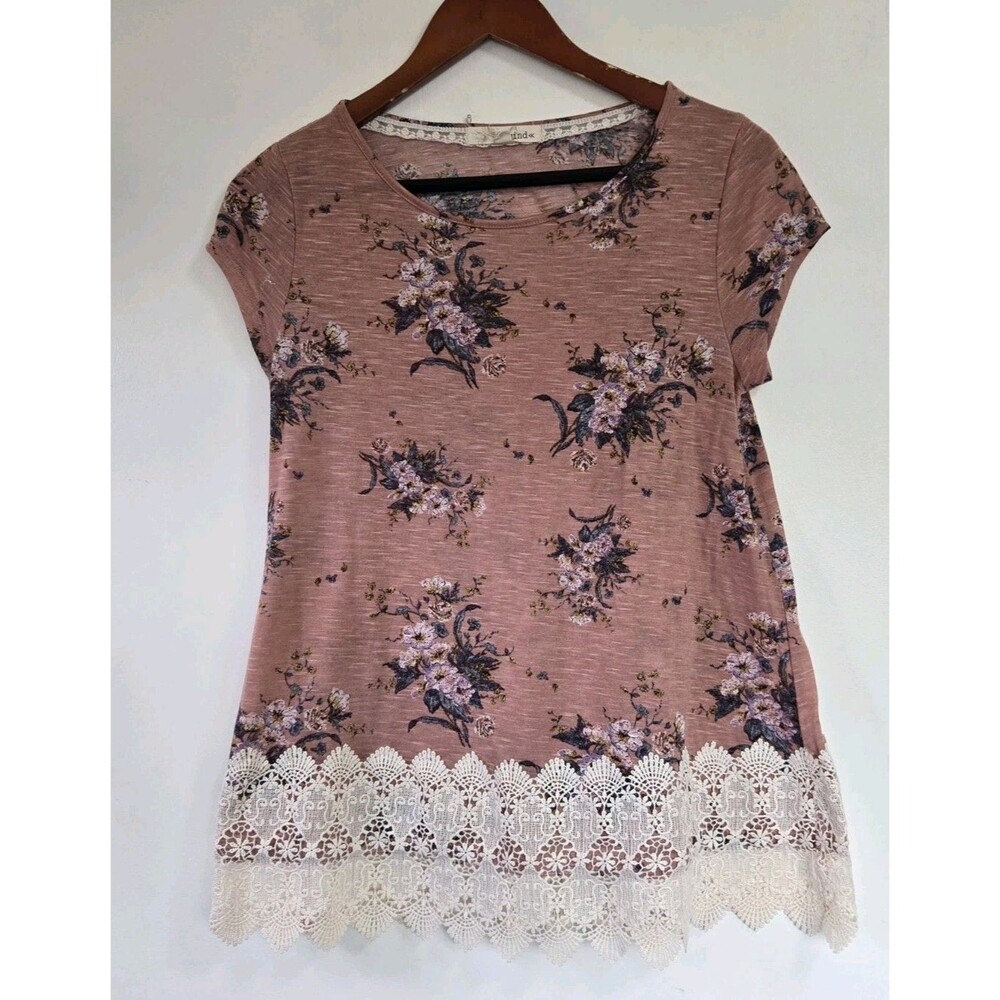 Rewind Top Womens L Pink Boho Floral Peasant Blouse Festival Fairy Cottagecore